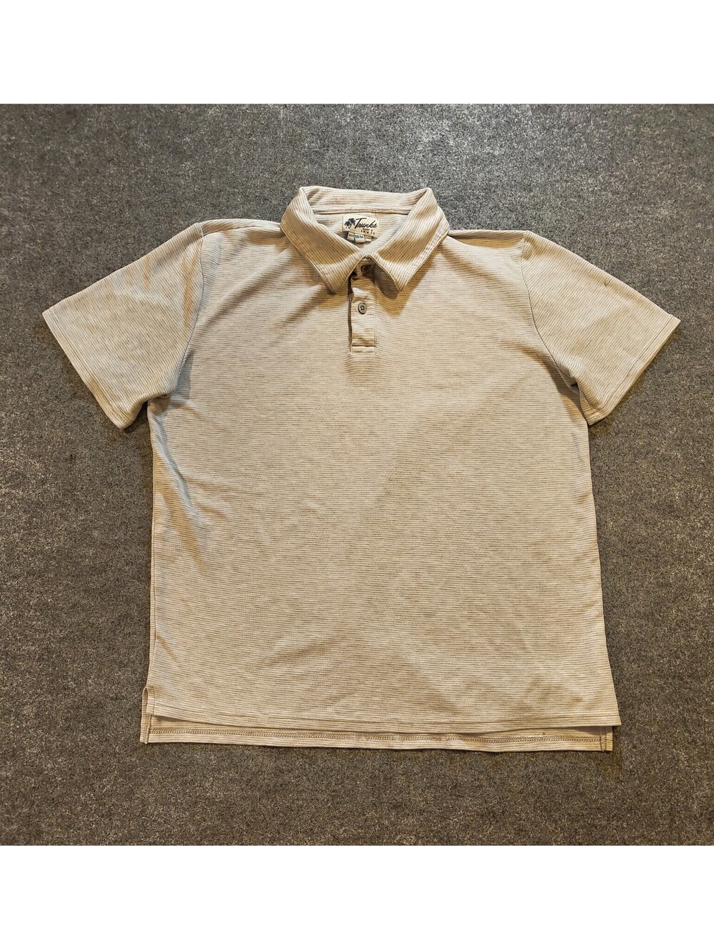 Trunks Surf & Swim Co. Striped Polo Shirt Men's Medium Beige Casual Golf Top